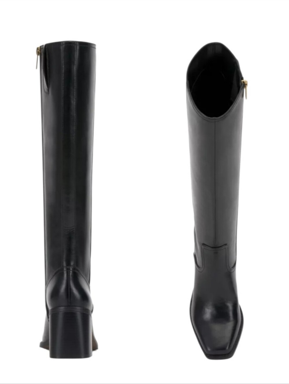 Vince Camuto Sanea Black Leather Knee High Boots Wide Calf 8.5 - Picture 5 of 15